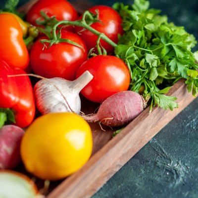 top view vegetables and fruits zucchini bell peppers apples quin top view vegetables and fruits zucchini bell peppers apples quince cherry tomatoes cumcuat parsley cabbage lemon pomegranates